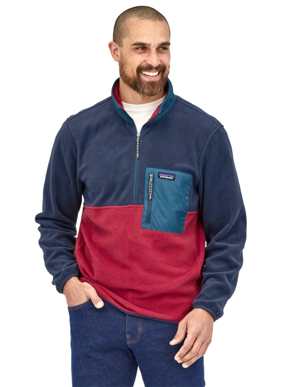 PATAGONIA Men's Microdini 1/2 Zip Fleece Pullover in Wax Red - M